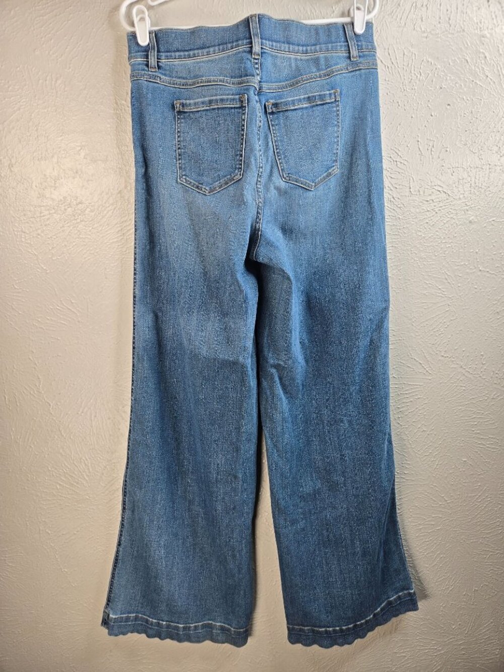 Spanx Wide Leg Pull On Shaping Blue Jeans L High Rise Relaxed Fit Slimming Denim - Picture 3 of 9